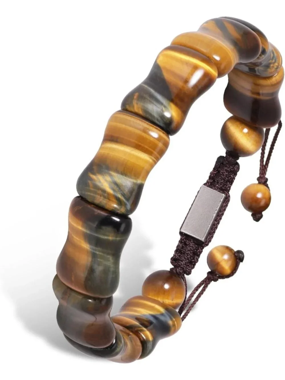 Adjustable Tiger Eye Beaded Bracelet for Men - Yellow & Blue Stone Jewelry